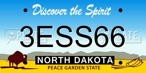 3ESS66 North Dakota License Plate