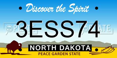 3ESS74 North Dakota License Plate