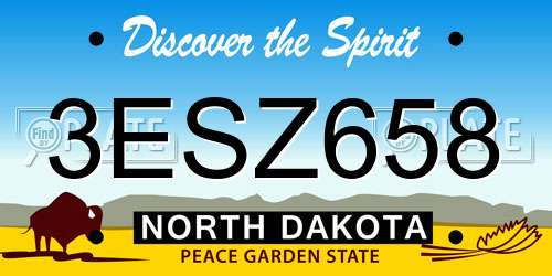 3ESZ658 North Dakota License Plate