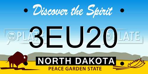 3EU20 North Dakota License Plate