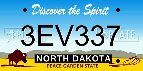 3EV337 North Dakota License Plate