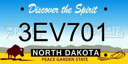 3EV701 North Dakota License Plate