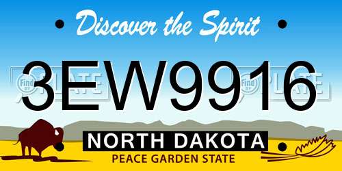 3EW9916 North Dakota License Plate
