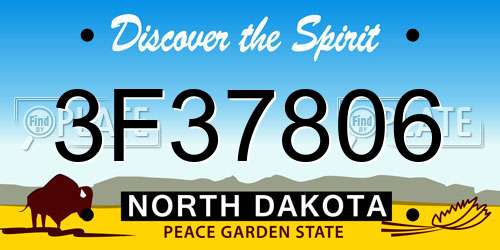 3F37806 North Dakota License Plate