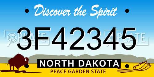 3F42345 North Dakota License Plate