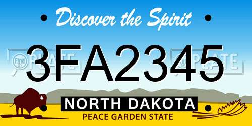 3FA2345 North Dakota License Plate