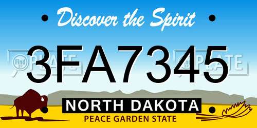 3FA7345 North Dakota License Plate