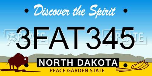 3FAT345 North Dakota License Plate