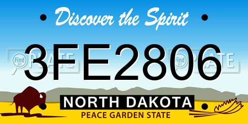 3FE2806 North Dakota License Plate
