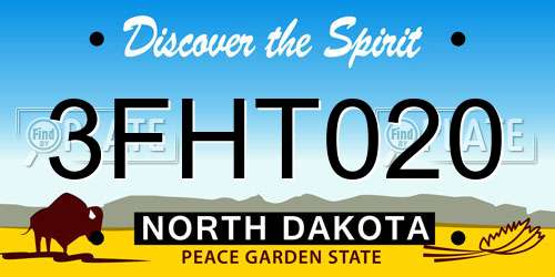 3FHT020 North Dakota License Plate