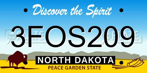 3FOS209 North Dakota License Plate
