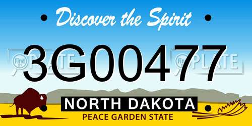 3G00477 North Dakota License Plate