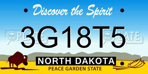 3G18T5 North Dakota License Plate