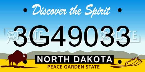 3G49033 North Dakota License Plate