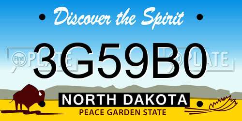3G59B0 North Dakota License Plate
