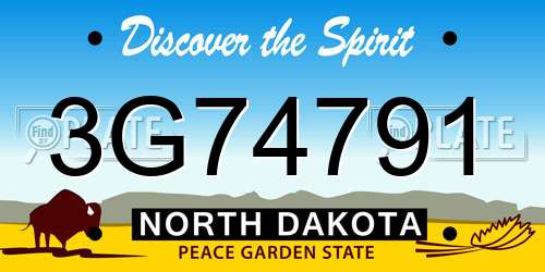 3G74791 North Dakota License Plate