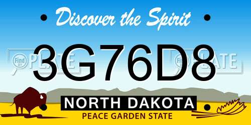 3G76D8 North Dakota License Plate