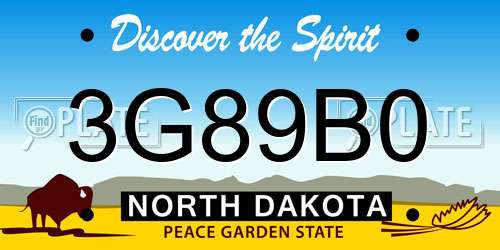 3G89B0 North Dakota License Plate