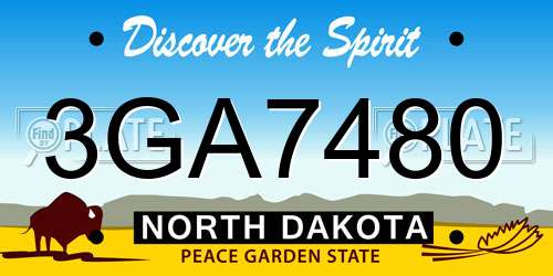 3GA7480 North Dakota License Plate