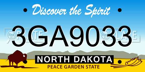 3GA9033 North Dakota License Plate