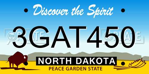 3GAT450 North Dakota License Plate