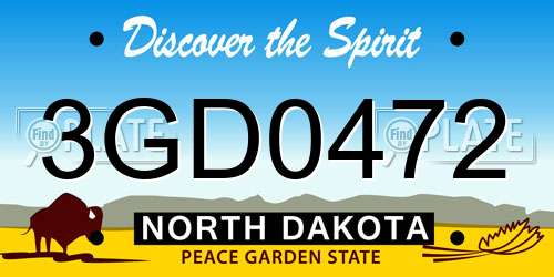 3GD0472 North Dakota License Plate