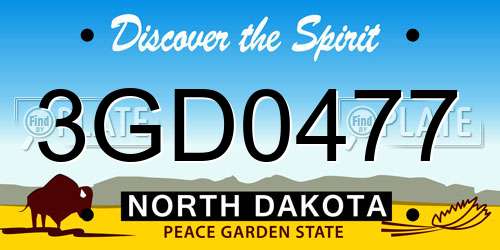 3GD0477 North Dakota License Plate