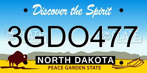 3GDO477 North Dakota License Plate