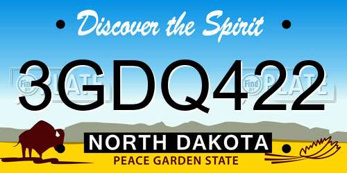3GDQ422 North Dakota License Plate