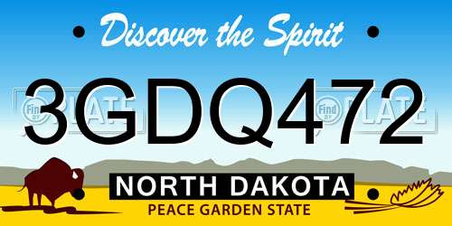 3GDQ472 North Dakota License Plate