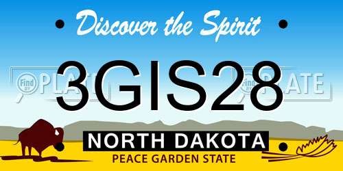 3GIS28 North Dakota License Plate