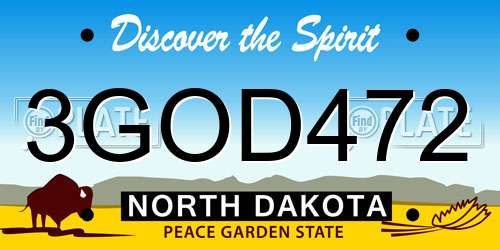3GOD472 North Dakota License Plate