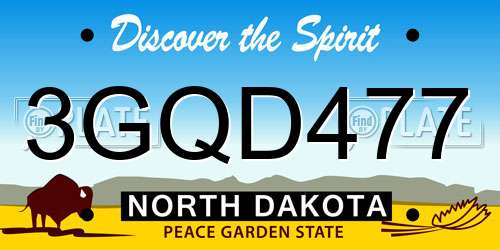 3GQD477 North Dakota License Plate