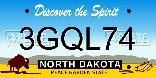 3GQL74 North Dakota License Plate