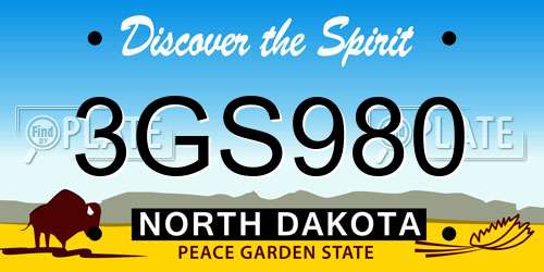 3GS980 North Dakota License Plate