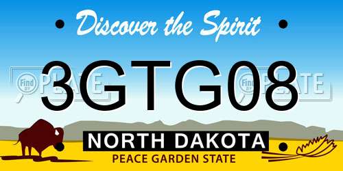 3GTG08 North Dakota License Plate