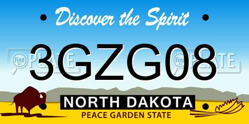 3GZG08 North Dakota License Plate