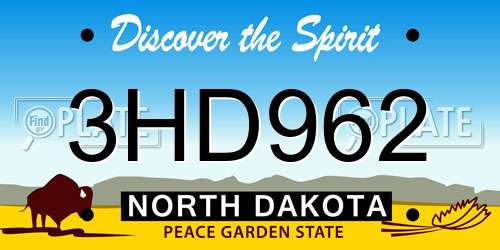 3HD962 North Dakota License Plate