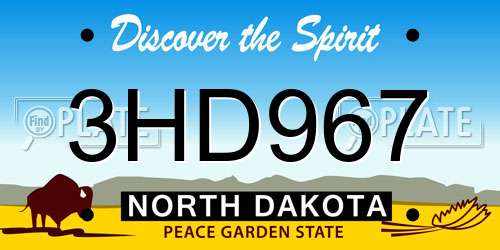 3HD967 North Dakota License Plate