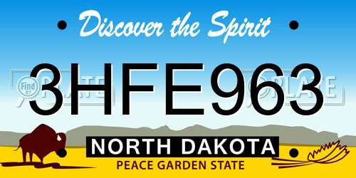 3HFE963 North Dakota License Plate