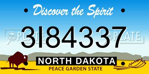 3I84337 North Dakota License Plate