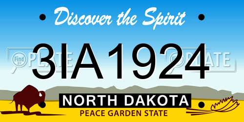 3IA1924 North Dakota License Plate