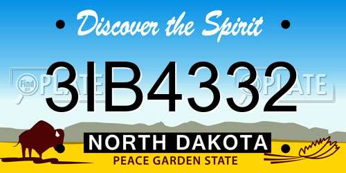 3IB4332 North Dakota License Plate