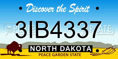 3IB4337 North Dakota License Plate