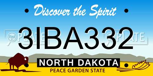 3IBA332 North Dakota License Plate