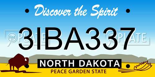 3IBA337 North Dakota License Plate