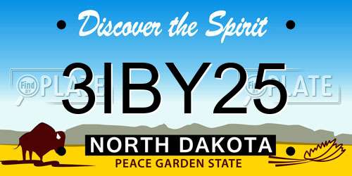 3IBY25 North Dakota License Plate