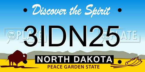 3IDN25 North Dakota License Plate