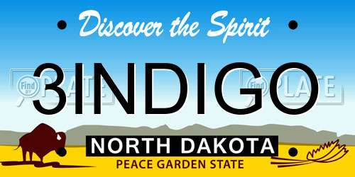 3INDIGO North Dakota License Plate