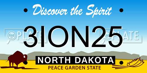 3ION25 North Dakota License Plate